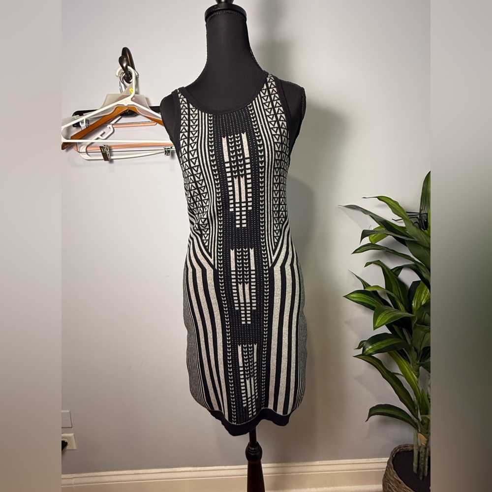 Armani Exchange Black and Gray  Halter Sheath Mini Dress